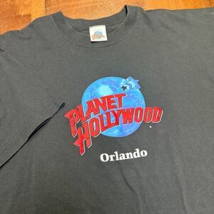 Vintage Planet Hollywood Orlando T-Shirt Black XL Made in USA 1991 Graphic Tee